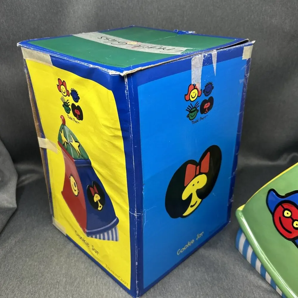 Rare VTG 2000 TreasureCraft Todd Parr Childrens Book Cookie Jar Y2K Kitsch Decor